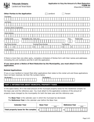Form A4 Application to Vary the Amount of a Rent Reduction - Ontario, Canada, Page 3