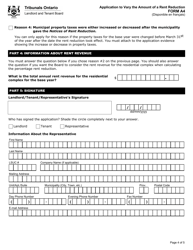 Form A4 Application to Vary the Amount of a Rent Reduction - Ontario, Canada, Page 5