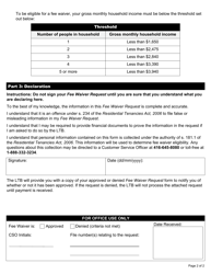 Fee Waiver Request - Ontario, Canada, Page 2