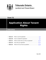 Document preview: Instructions for Form T2 Application About Tenant Rights - Ontario, Canada