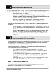 Instructions for Form T2 Application About Tenant Rights - Ontario, Canada, Page 2