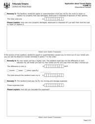 Form T2 Application About Tenant Rights - Ontario, Canada, Page 7