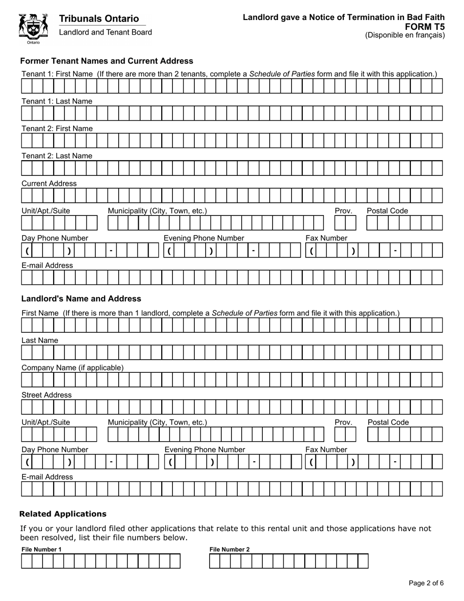 Form T5 Landlord Gave a Notice of Termination in Bad Faith - Ontario, Canada, Page 3