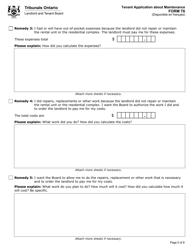 Form T6 &quot;Tenant Application About Maintenance&quot; - Ontario, Canada, Page 6