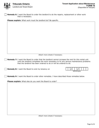 Form T6 &quot;Tenant Application About Maintenance&quot; - Ontario, Canada, Page 7