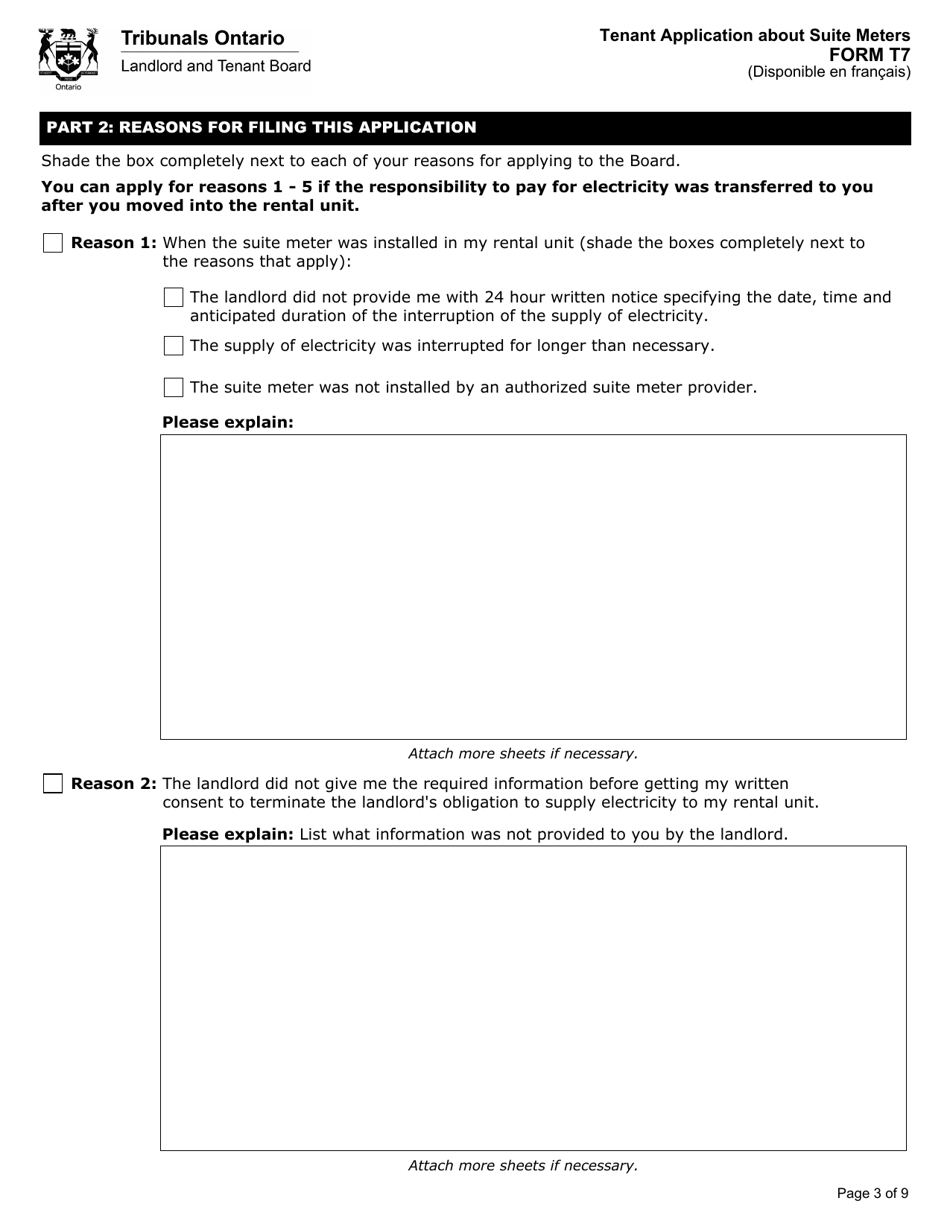 Form T7 Tenant Application About Suite Meters - Ontario, Canada, Page 4