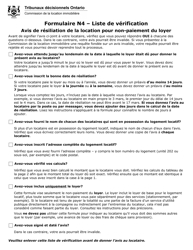 Forme N4 Avis De Resiliation De La Location Pour Non-paiement Du Loyer - Ontario, Canada (French)
