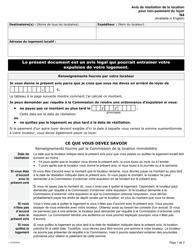 Forme N4 Avis De Resiliation De La Location Pour Non-paiement Du Loyer - Ontario, Canada (French), Page 2