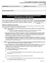 Document preview: Forme N5 Avis De Resiliation De La Location En Raison D'entrave a La Jouissance Raisonnable, De Dommages Ou De Surpeuplement - Ontario, Canada (French)