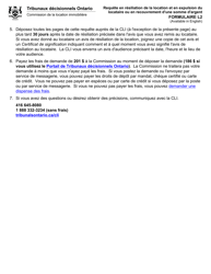 Forme L2 Requete En Resiliation De La Location Et En Expulsion Du Locataire Ou En Recouvrement D&#039;une Somme D&#039;argent - Ontario, Canada (French), Page 2