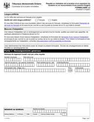 Forme L2 Requete En Resiliation De La Location Et En Expulsion Du Locataire Ou En Recouvrement D&#039;une Somme D&#039;argent - Ontario, Canada (French), Page 3