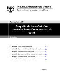 Document preview: Instruction pour Forme L7 Requete De Transfert D'un Locataire Hors D'une Maison De Soins - Ontario, Canada (French)
