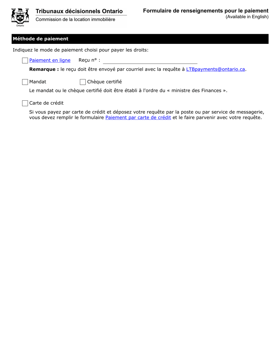 Forme A1 Requete Relative Au Champ Dapplication De La Loi - Ontario, Canada (French), Page 7