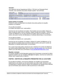 Instruction pour Forme A2 Requete En Vue D&#039;obtenir Un Reglement En Matiere De Sous-Location Ou De Cession De Logement Locatif - Ontario, Canada (French), Page 4