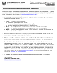 Document preview: Forme A2 Requete En Vue D'obtenir Un Reglement En Matiere De Sous-Location Ou De Cession De Logement Locatif - Ontario, Canada (French)