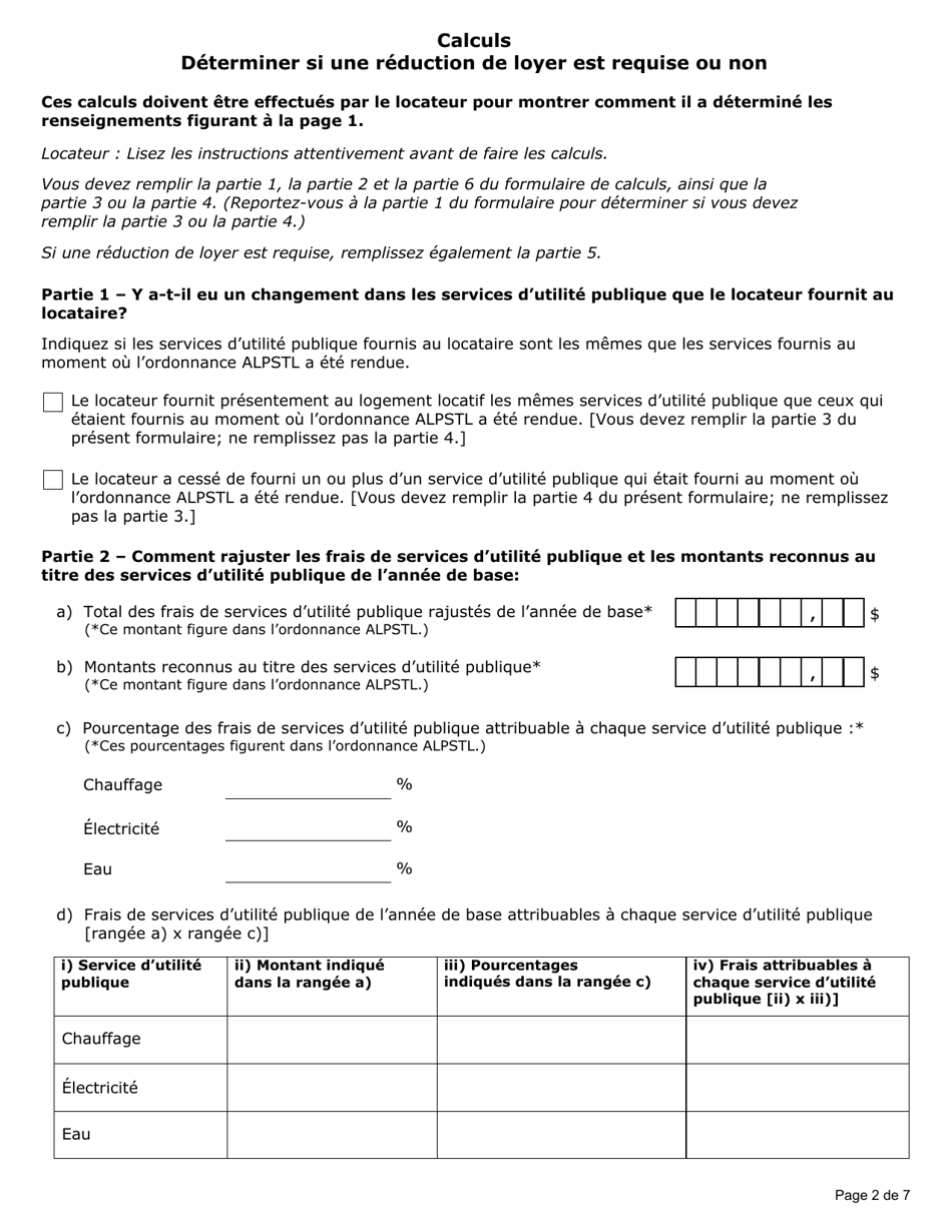 Renseignements De Votre Locateur Sur Les Frais De Services Dutilite Publique (Un Service Dutilite Ou Plus Ne Sont Plus Fournis Dans Lensemble Dhabitation) - Ontario, Canada (French), Page 2