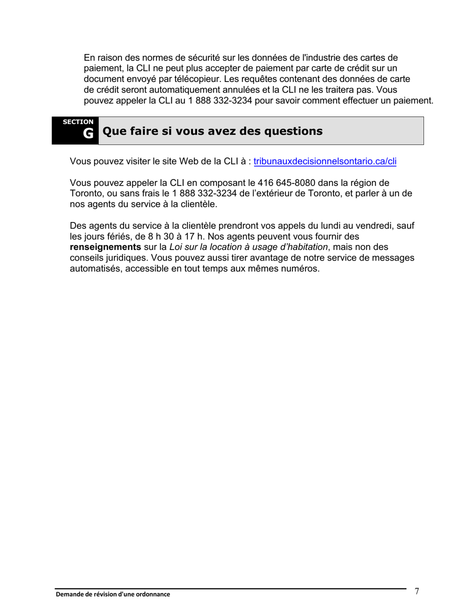 Instruction pour Demande De Revision Dune Ordonnance - Ontario, Canada (French), Page 8