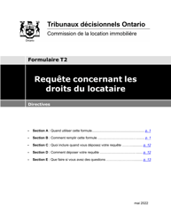 Document preview: Instruction pour Forme T2 Requete Concernant Les Droits Du Locataire - Ontario, Canada (French)