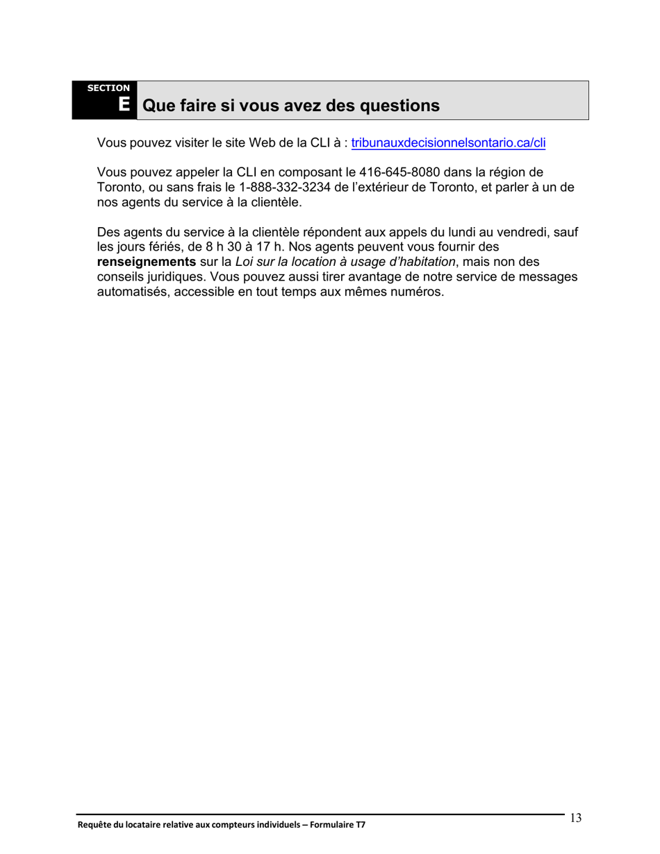 Instruction pour Forme T7 Requete Du Locataire Relative Aux Compteurs Individuels - Ontario, Canada (French), Page 14