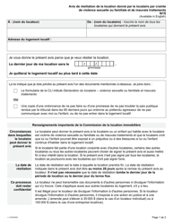 Document preview: Forme N15 Avis De Resiliation De La Location Donne Par Le Locataire Par Crainte De Violence Sexuelle Ou Familiale Et De Mauvais Traitements - Ontario, Canada (French)