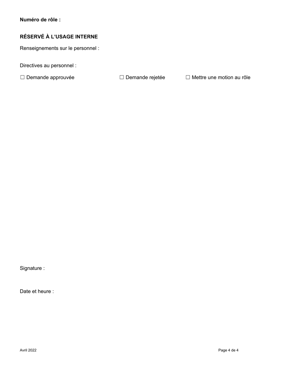 Demande De Retablissement Dun Appel - Ontario, Canada (French), Page 4