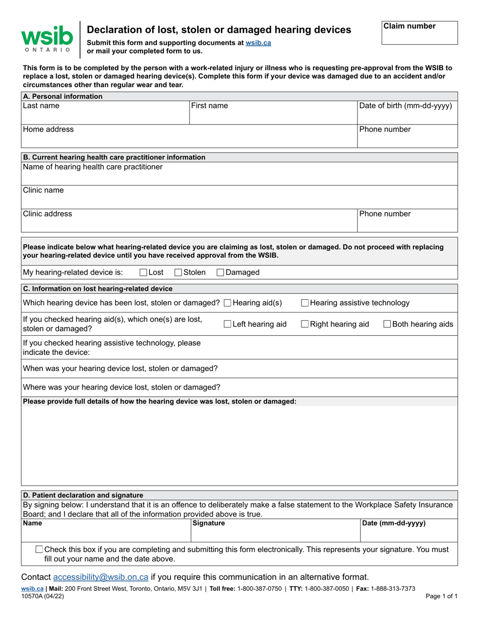 Form 10570A - Fill Out, Sign Online and Download Fillable PDF, Ontario ...