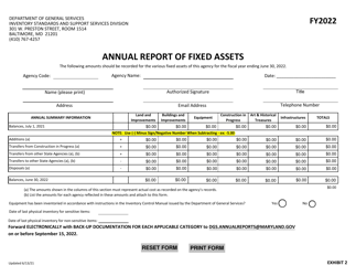 Exhibit 2 Annual Report of Fixed Assets - Maryland, 2022