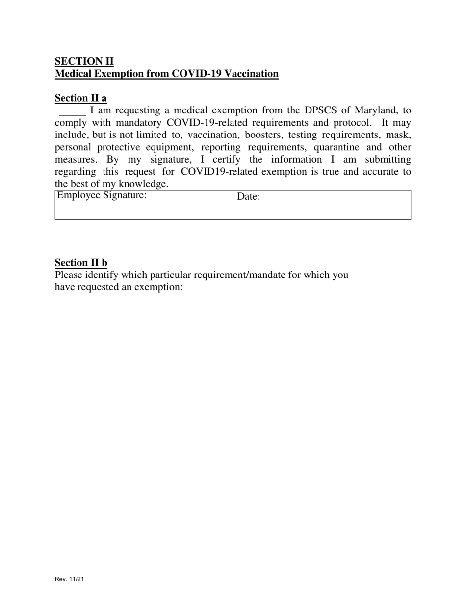 Medical and / or Religious Exemption Request Form - Covid-19 Vaccination - Maryland, Page 3