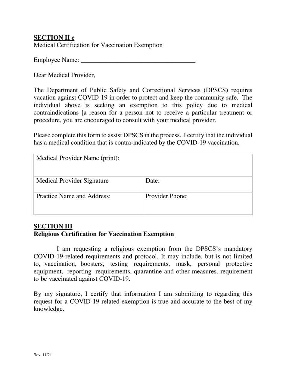 Medical and / or Religious Exemption Request Form - Covid-19 Vaccination - Maryland, Page 4