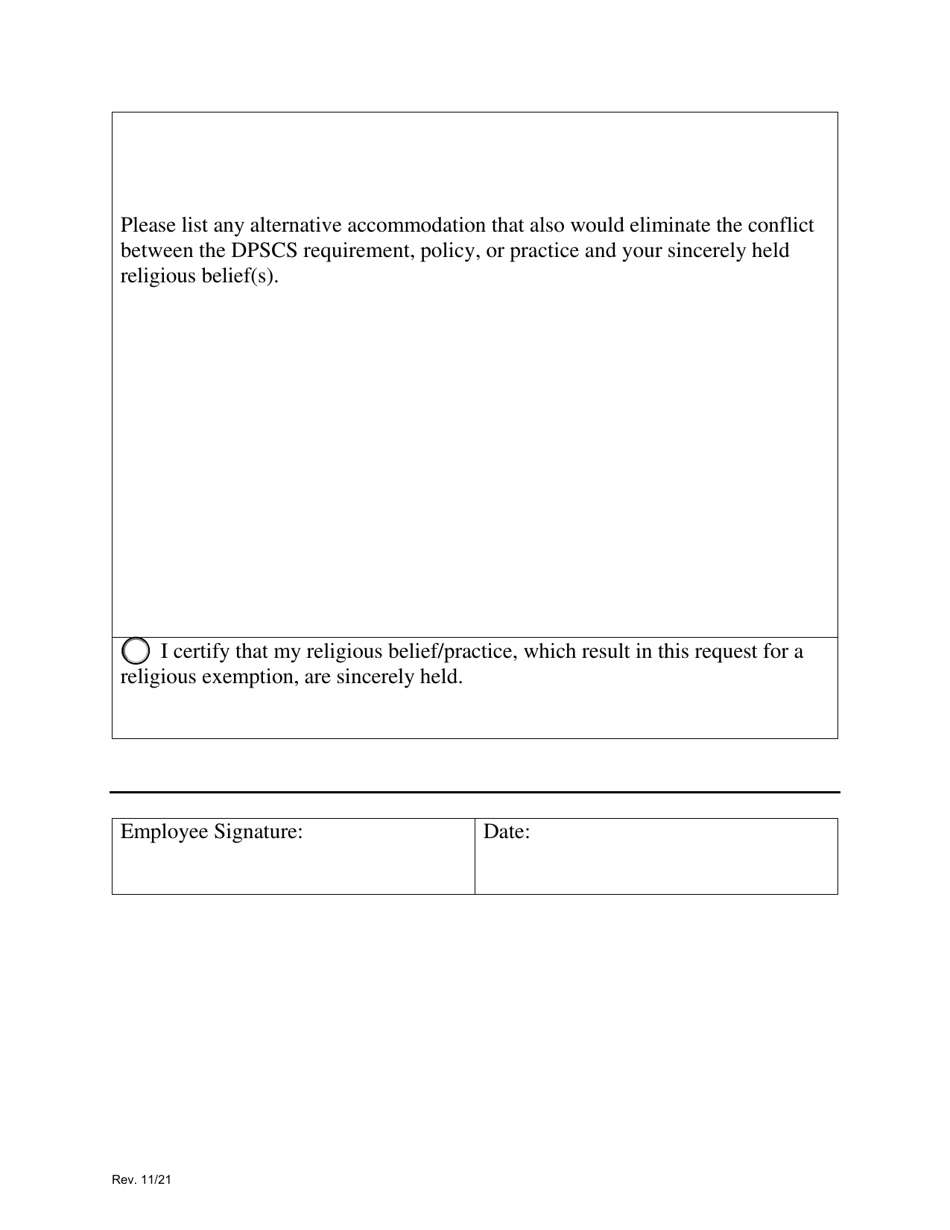 Medical and / or Religious Exemption Request Form - Covid-19 Vaccination - Maryland, Page 6