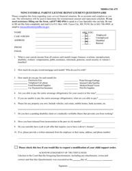 Form MDHS-CSE-475 Noncustodial Parent License Reinstatement Questionnaire - Mississippi