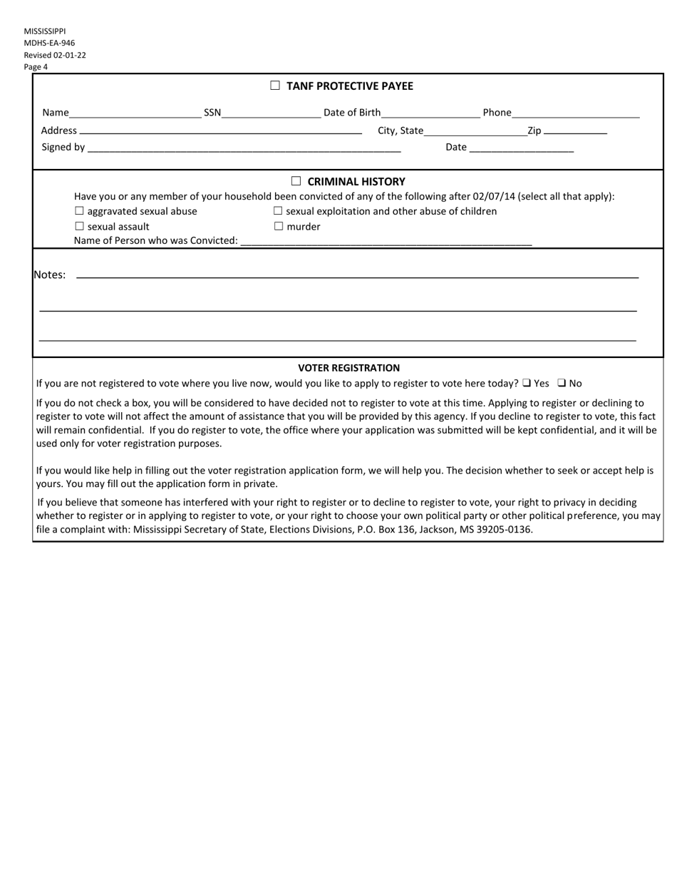 Form Mdhs Ea 946 Fill Out Sign Online And Download Fillable Pdf Mississippi Templateroller 2262