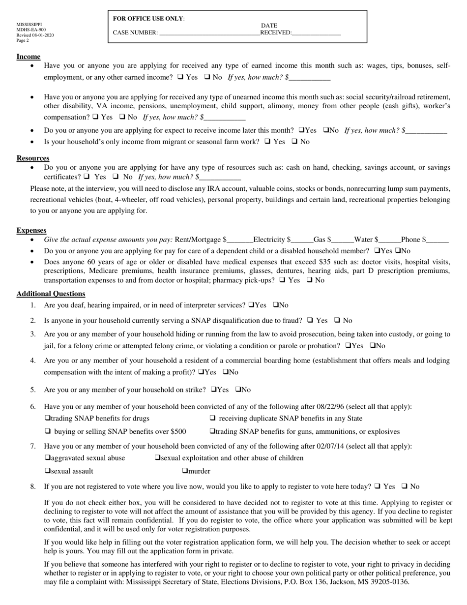 Form MDHSEA900 Download Fillable PDF or Fill Online Temporary