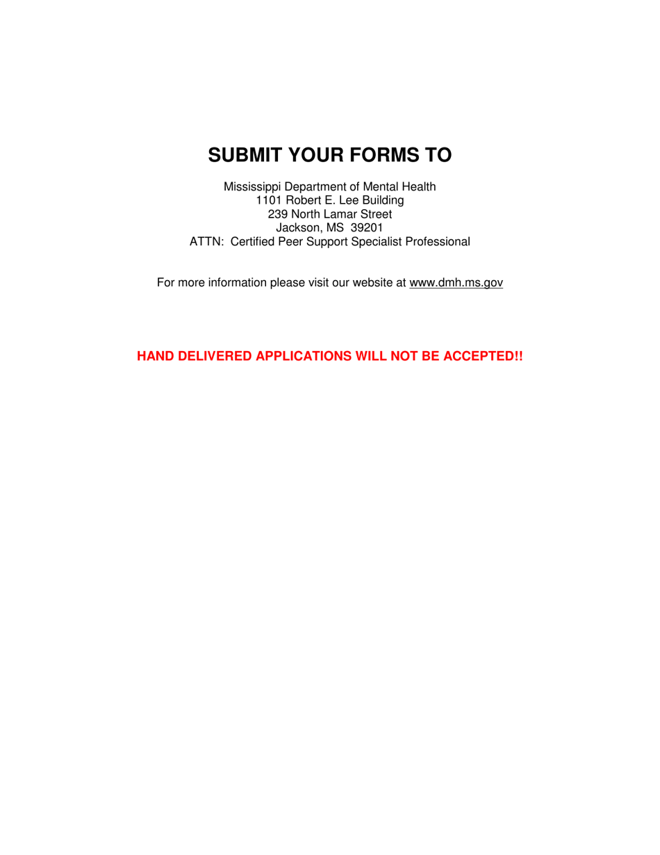Peer Support Specialist Application Designation Form - Mississippi, Page 3