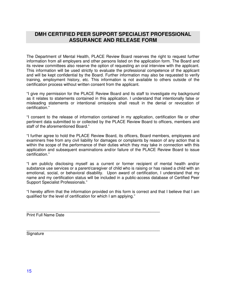 Training Application - Certified Peer Support Specialist Professional - Young Adult (Cpssp-Y) - Mississippi, Page 15