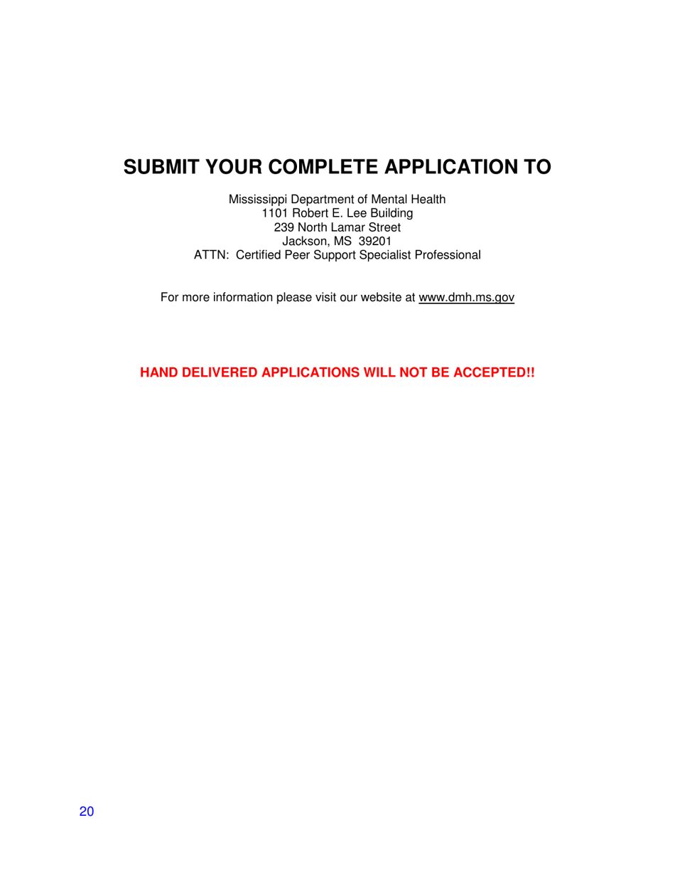 Training Application - Certified Peer Support Specialist Professional - Young Adult (Cpssp-Y) - Mississippi, Page 20