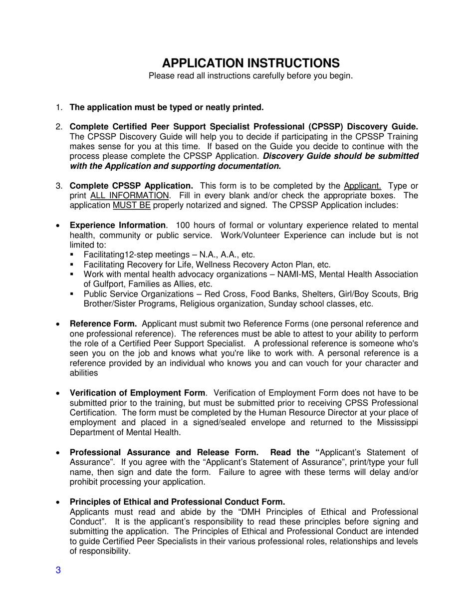 Training Application - Certified Peer Support Specialist Professional - Young Adult (Cpssp-Y) - Mississippi, Page 3
