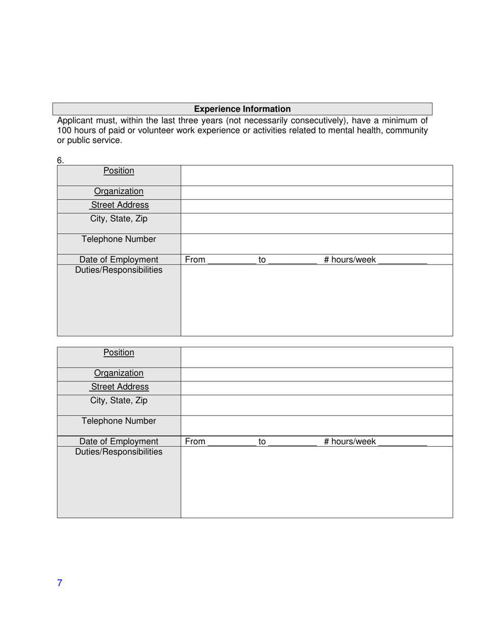 Training Application - Certified Peer Support Specialist Professional - Young Adult (Cpssp-Y) - Mississippi, Page 7