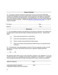 Training Application - Certified Peer Support Specialist Professional - Young Adult (Cpssp-Y) - Mississippi, Page 9