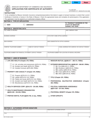 Document preview: Form MO375-0558 Application for Certificate of Authority - Missouri