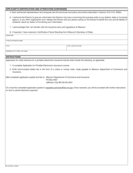 Form MO375-0851 Application for Portable Electronics Insurance License (Vendor With Ten (10) or Fewer Locations) - Missouri, Page 4