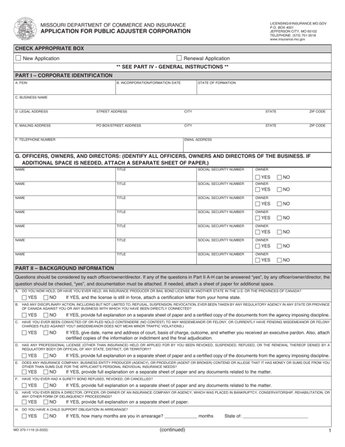 Form MO375-1119  Printable Pdf