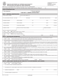 Document preview: Form MO375-1120 Application for Surplus Lines Producer - Missouri