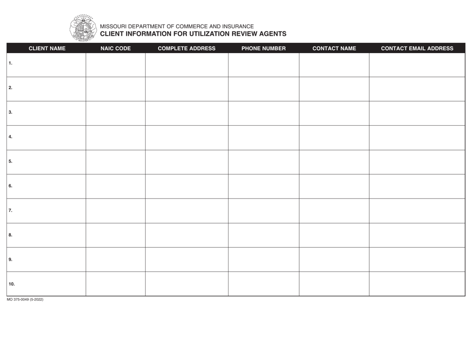 Form MO375-0049 Certificate of Registration Application for Utilization Review Agents - Missouri, Page 3