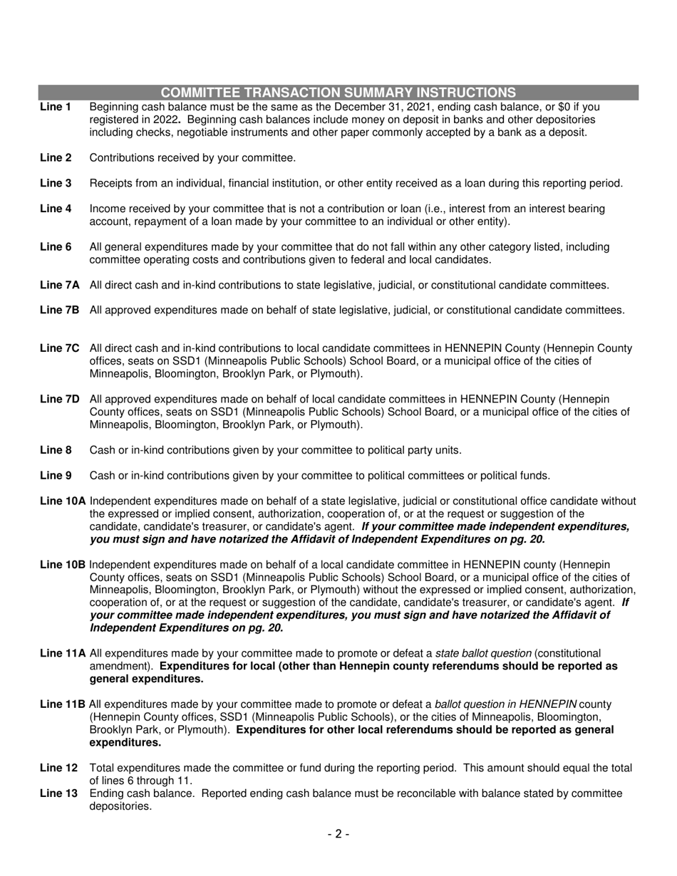 Report of Receipts and Expenditures for Political Party Units - Minnesota, Page 2