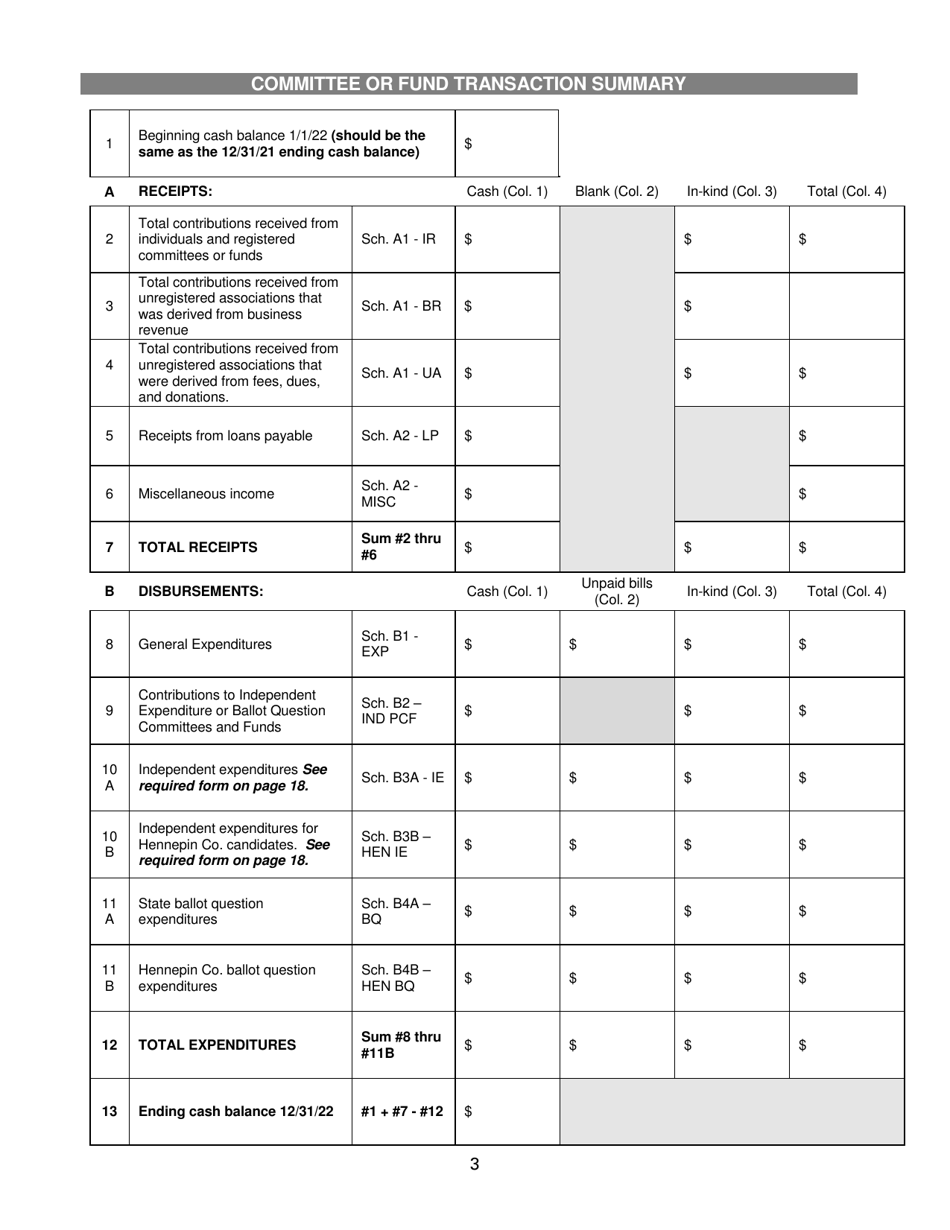 Report of Receipts and Expenditures for Independent Expenditure Committees and Funds - Minnesota, Page 3