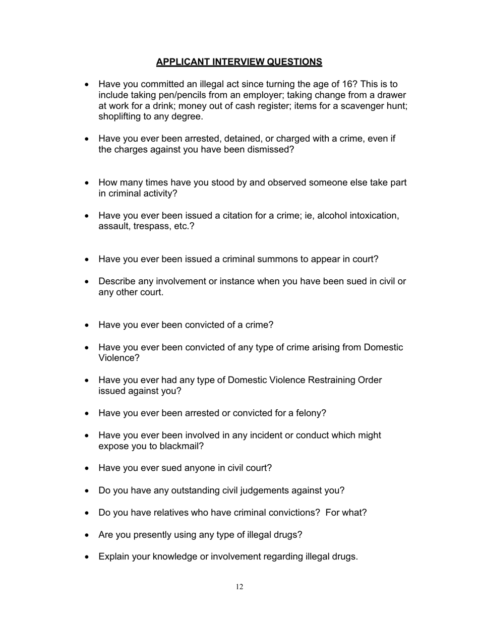 Form H-1 Background Investigation - Kentucky, Page 12