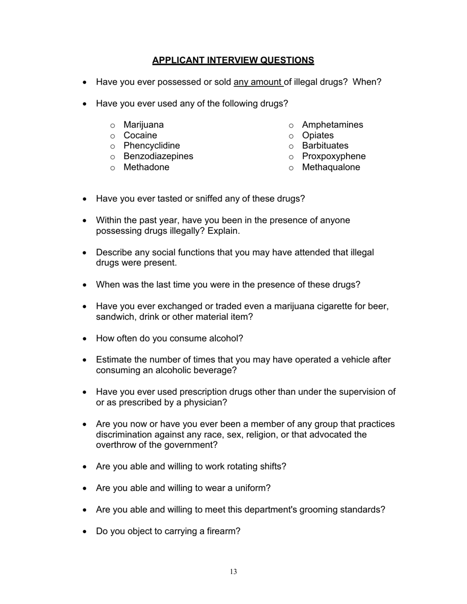 Form H-1 Background Investigation - Kentucky, Page 13