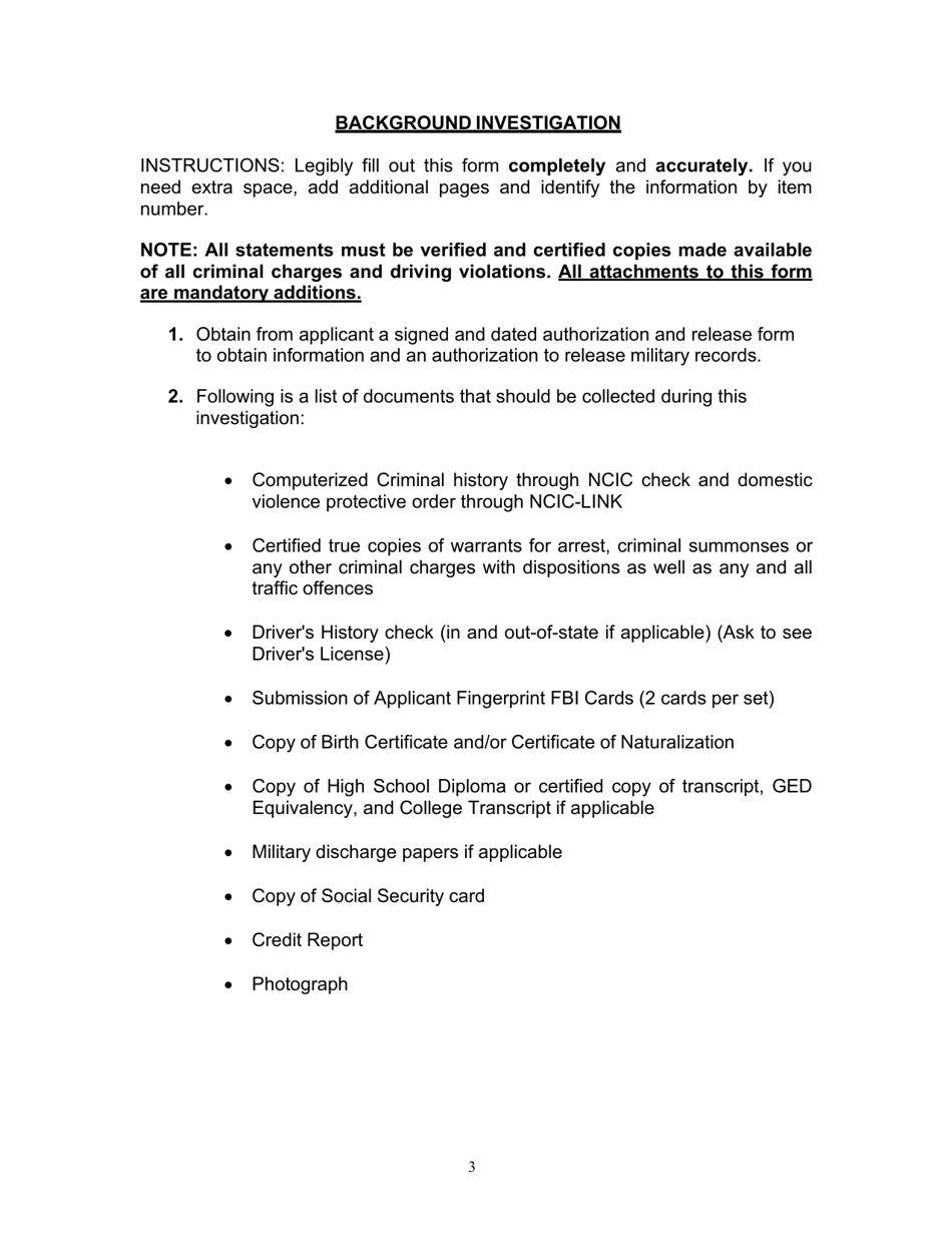 Form H-1 Background Investigation - Kentucky, Page 3