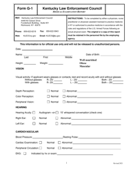 Document preview: Form G-1 Medical Examination Report - Kentucky